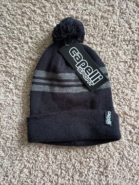 Capelli of New York Black and Gray Pom Beanie
